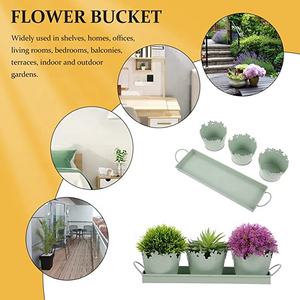 set of 3 Galvanized Metal Iron <b>Mini</b> Planter With Tray or Metal Flower <b>Pot</b> For Outdoor Decoration and fully customization. - Product Image 4