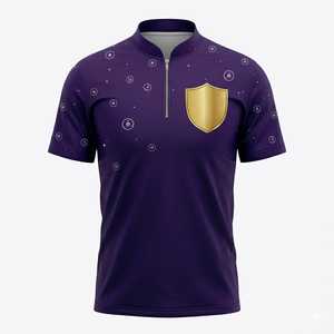 Chemise à manches courtes zippée en tricot solide, personnalisée, sublimation, respirante, séchage rapide, 100% polyester, logo personnalisé pour homme - Product Image 2