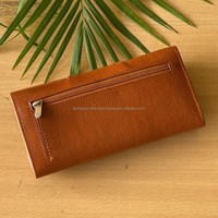 Dompet panjang kulit sapi asli pemblokir Rfid desain mewah kustom dompet wanita kulit asli tekstur penuh