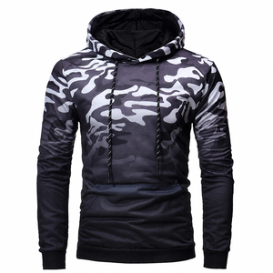 Sweat-shirt à capuche camouflage noir et gris personnalisé pour homme, style streetwear décontracté - Product Image 1