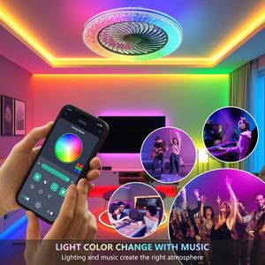 Ventilatore da soffitto moderno a LED da 23 pollici con luci RGB, design senza pale per soggiorno a basso profilo, ventilatore da soffitto a incasso - Product Image 3