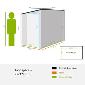 Metallo 4x8 ft giardino capanno bianco centro-alla casa degli attrezzi per esterni con porta chiudibile a chiave e prese d'aria per il Patio sul cortile di stoccaggio del prato - Product Image 3