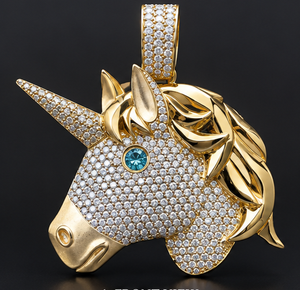 Collier pendentif licorne plaqué or serti de moissanite, bijoux hip-hop en argent pour hommes et femmes, cadeau de fête - Product Image 4