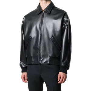 Veste en cuir pour homme à manches longues, design 2026, fermeture éclair personnalisée en relief, vêtement décontracté d'hiver, imperméable à l'avant - Product Image 3