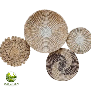 Plato de pared de junco marino estilo boho, hecho a mano, tejido, al por mayor, decoración natural para el hogar - Product Image 3