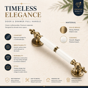 Premium Marble <b>Pull</b> <b>Handle</b> | Antique Brass, Stainless Steel, Graphite Black & Chrome Finish Luxury <b>Door</b> <b>Handle</b> for Main <b>Door</b> - Product Image 5