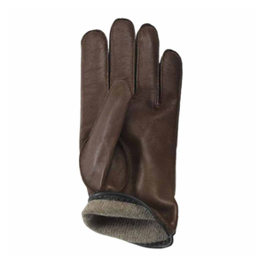 <b>Men</b> Genuine <b>Leather</b> Wrist Breathable Bike <b>Leather</b> <b>Gloves</b> Plain Style Thermal Cotton Lining <b>For</b> Winter Daily Use - Product Image 2