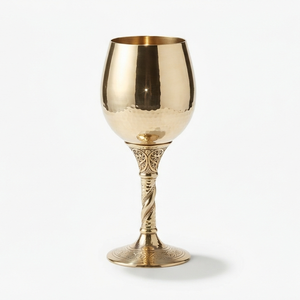 Gobelet à vin en laiton en forme de cloche, fait main, vintage, avec bordure dorée, verre sur pied en métal pour mariages et fêtes, verre à vin - Product Image 5