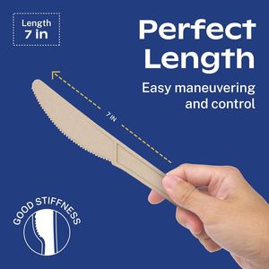 Forchette Monouso Compostabili al 100% Marrone Chiaro, Resistenti, 120 Pezzi (17,78 cm), Antirottura, Bordi Lisci, Rispettose dell'Oceano - Product Image 2