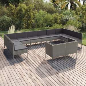 Conjunto Modular Grande de Muebles de Jardín de Ratán PE Gris, Muebles Modulares de Exterior de Primera Calidad - Product Image 1