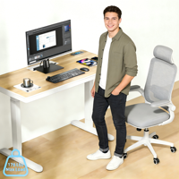Bureau de direction moderne en chêne, réglable en hauteur, avec charge sans fil/ports USB, structure en acier allié durable – Vente en gros