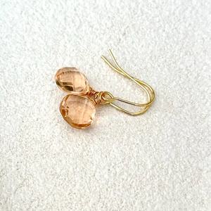 Boucles d'oreilles en quartz morganite, argent sterling 925, plaqué or 14 carats, boucles d'oreilles délicates, pierre de naissance de juin, cadeau pour elle - Product Image 3