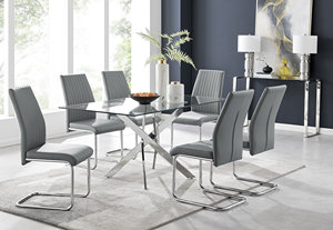 Table à manger de luxe moderne, écologique, durable, avec base en métal et plateau en verre trempé - Product Image 3