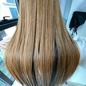 Peluca de Cabello Humano Largo Color Marrón Miel, Corte Recto, Densidad Completa, Frente de Encaje - Product Image 2
