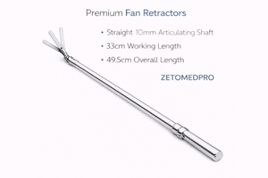 Retractores de ventilador premium rectos con eje articulado de 10 mm, longitud de trabajo de 33 cm, longitud total de 49,5 cm – ZETOMEDPRO - Product Image 4