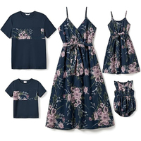 Tenues Assorties Famille : Robes Formelles Unies Tissées Respirantes Anti-Plis Taille Naturelle Coupe Slim Unisexe pour Maman et Moi