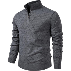 Men's Winter Viscose/Cotton Cable Knit <b>Pullover</b> <b>Sweater</b> Crew Neck Full Sleeve Solid Color Warm Anti-Pilling Front Logo - Product Image 2
