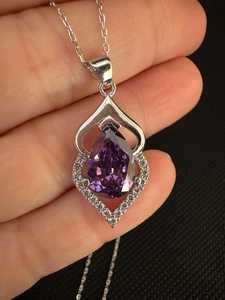 NIKHIL GEMS Collier Pendentif Vintage en Améthyste Taille Poire, Argent Sterling, Certifié par un Certificat de Gemmes Naturelles de Tiers, Bijoux en Pierres Précieuses Naturelles - Product Image 6