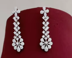 Stylish High Quality Sparkle Zircon Necklace <b>Set</b> With Earrings for Wedding Engagement Party Wear For Women And <b>Girls</b> - Product Image 2