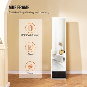 <b>Lockable</b> Full-Length Mirror Jewelry <b>Cabinet</b> with 360 Degrees Swivel Standing Storage Organizer - Product Image 6