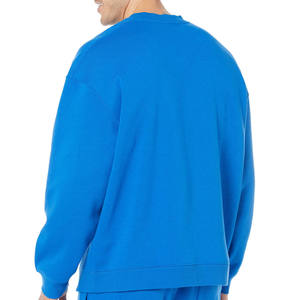 <b>Men's</b> Royal Blue Crew Neck Sweatshirt Regular Fit 100% Cotton Knitted Casual <b>Pullover</b> Solid Color Autumn Wear - Product Image 2