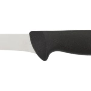 Cuchillos largos para rebanar con mango negro, hoja recta estrecha plateada, protector de dedos y agarre curvo para cortar carne y uso en cocina - Product Image 5