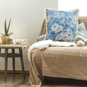 Cojín Decorativo Hecho a Mano de 50 cm con Pintura al Óleo Estilo Shabby Chic, Cojín Decorativo con Bordado Floral para Sofá, Cama, Decoración del Hogar - Product Image 5