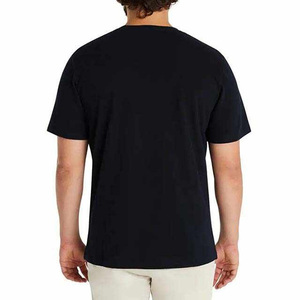 เสื้อยืดแขนสั้นสีดำสำหรับผู้ชายรุ่นใหม่ ทรงปกติ คอกลม ผ้าเจอร์ซีย์คอตตอนสีพื้น ผ้าถัก - Product Image 1