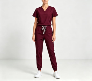 Scrubs <b>Sets</b> Unisex Solid Quick-Dry Breathable Short Sleeve V-Neck Top Tapered Work Pants Medical <b>Doctor</b> Uniform Pockets - Product Image 6