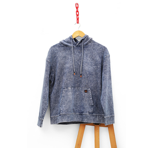 Sweat à capuche tendance pour homme en denim tricoté – Pull à capuche en jersey doux délavé - Product Image 1
