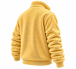 Veste en polaire Teddy pour homme avec logo brodé personnalisé, beige, col montant, poches à rabat, fermeture éclair, vêtements d'extérieur, vente en gros, fabricant OEM - Product Image 6