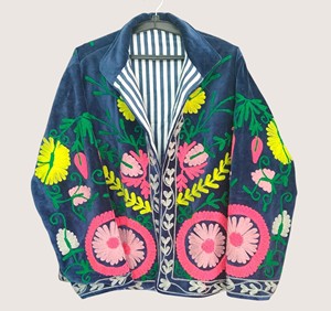 Abrigo Casual de Invierno para Mujer, Talla Grande, con Cuello Redondo, Bordado Bohemio, de Algodón Ecológico, con Patrón Floral Suzani y Manga Larga - Product Image 1