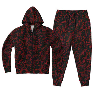 Men's Winter Streetwear 100% <b>Polyester</b> Breathable Printed Sublimation Transfer Track Suit 2-Piece Set with Custom Logo - Product Image 3