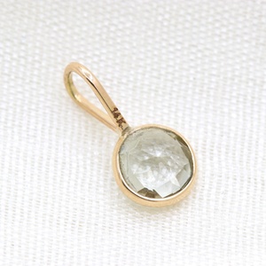 Pendentif Breloque en Améthyste Verte Naturelle Facettée Ronde Plaqué Or Jaune 14K avec Sertissage Clos, Bijoux Fins pour Femme, Vente en Gros - Product Image 1