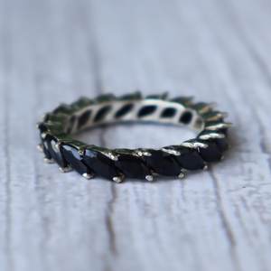 Bague éternité en onyx noir, argent sterling 925, pierre précieuse marquise, style Art Déco vintage, bijoux fins, cadeau pour femme - Product Image 4