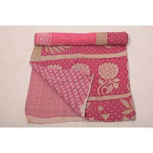 Block Print Vintage Washable Cotton <b>Kantha</b> Gudri Handmade Reversible Quilt Bedspread <b>Throw</b> for Bedroom Decoration - Product Image 1
