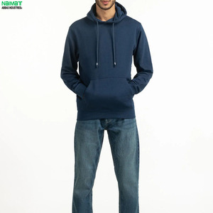 เสื้อฮู้ดผู้ชาย ผ้าฝ้าย 100% เฟรนช์เทอร์รี่ สีกรมท่าล้วน ทรงปกติ สวมใส่สบายๆ สำหรับฤดูใบไม้ร่วง - Product Image 4
