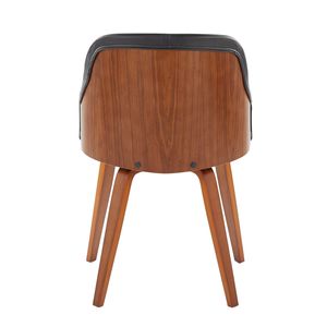 Chaise de salle à manger/de accent Bacci, style moderne du milieu du siècle, en bois de noyer et simili cuir noir - Product Image 4