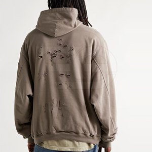 Men Distressed <b>Hoodies</b> Trendy Casual Pullover Streetwear <b>Soft</b> Comfortable Fashion Daily Outfit Men Distressed <b>Hoodies</b> - Product Image 3