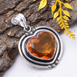 Colgante de Topacio Citrino en Forma de Corazón, Plata de Ley 925, Gema Amarilla Natural, Joyería de Plata, Regalo para Ella - Product Image 1