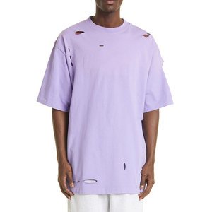 เสื้อยืดผู้ชายสไตล์วินเทจ ล้างสีแบบแอซิด พร้อมโลโก้แบบกำหนดเอง ทรงหลวม น้ำหนักเบา ไซส์ใหญ่ ผ้าฝ้าย 100% - Product Image 1