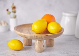 Wooden Bowls for Decor Pedestal Wood Fruit Bowl Decorative for Home Rustic <b>Table</b> Centerpiece <b>Kitchen</b> - Product Image 5