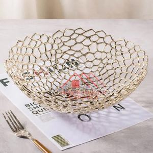 Très bas prix bol à légumes et fleurs dernier bol à chips et trempette plaqué or grand bol à fruits décoratif métal aluminium - Product Image 4