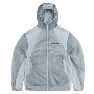 Lightweight Spring Thin Hooded Running Bomber <b>Jacket</b> Zip-Up Waterproof Windproof Sports Outerwear with Front Custom Logo - Product Image 3