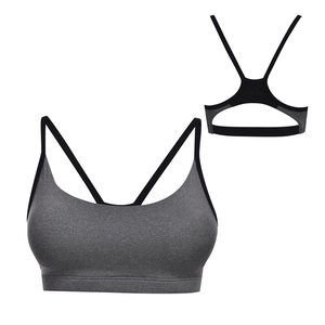 Soutien-gorge de sport réversible pour femme à maintien élevé, écologique, avec poches, bretelles croisées, logo frontal - imprimé noir, Spandex/Nylon - Product Image 4