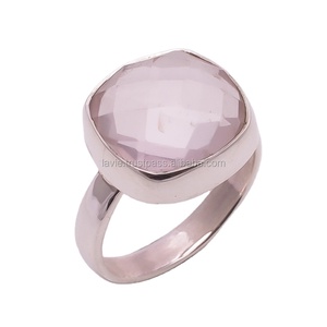 Anillo de cuarzo rosa natural, joyería de plata de ley 925, anillos de plata finos al por mayor a granel para fiesta de boda fabricados de primera calidad - Product Image 1