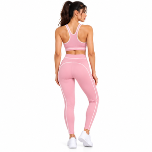 <b>Pink</b> 2 Piece <b>Gym</b> Workout <b>Set</b> Sports Bra & High Waist Leggings Compression yoga <b>Set</b> - Product Image 3