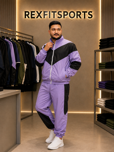 REXFIT SPORTS 2026 Ensemble de survêtement personnalisé pour homme en nylon violet, veste zippée à manches courtes et short, léger, deux pièces, vêtements de sport - Product Image 6