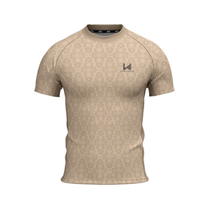 Customized Men's <b>Short</b> Sleeve Crew Neck <b>Compression</b> Gym Shirt Geometric Pattern Quick Dry Eco Friendly High Quality Gym Top - Product Image 1