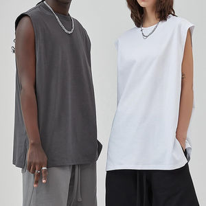 Camisetas sin mangas de algodón tejido con lavado ácido para hombre, ajuste holgado, transpirables, de secado rápido, para gimnasio, entrenamiento y running. - Product Image 6